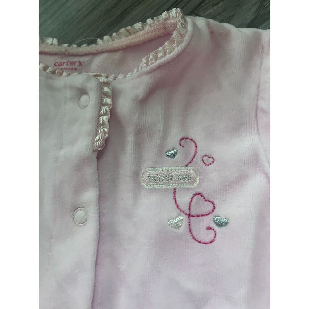 Carters Pink Velour Pajamas PJs Ballerina Twinkle Toes Dance 18 months